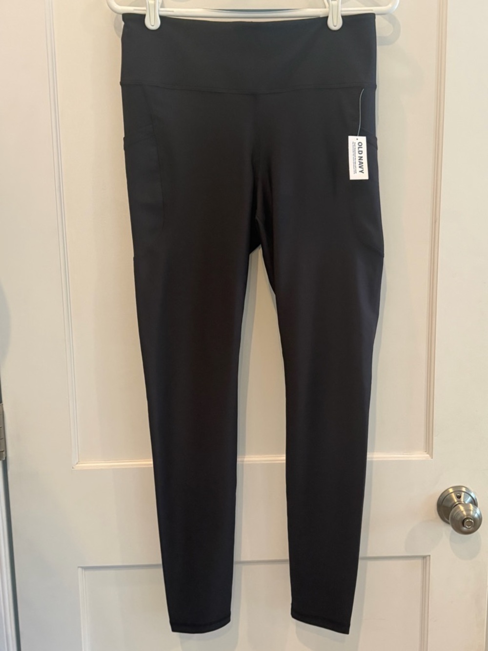 NWT Old Navy High Rise Powersoft Black Full Length Leggings Pants Pockets Size L